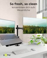 goobay Laptop-Monitor-Halterung 70815 schwarz für 1 Monitor und 1 Notebook, Tischbohrung, Tischklemme