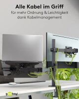 goobay Laptop-Monitor-Halterung 70815 schwarz für 1 Monitor und 1 Notebook, Tischbohrung, Tischklemme