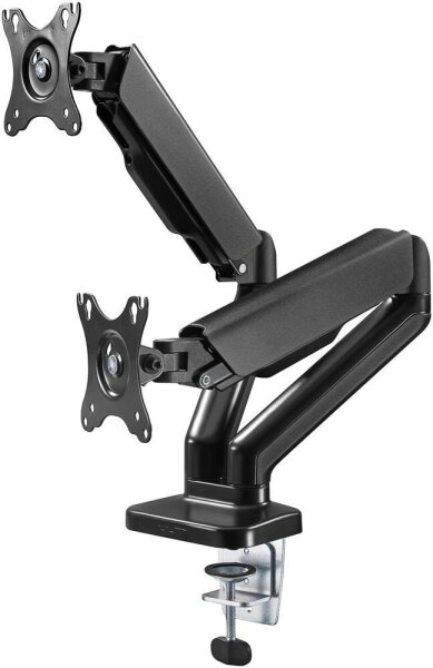 goobay Monitor-Halterung 58531 schwarz für 2 Monitore, Tischbohrung, Tischklemme