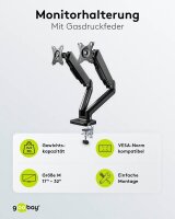 goobay Monitor-Halterung 58531 schwarz für 2 Monitore, Tischbohrung, Tischklemme