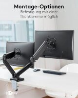 goobay Monitor-Halterung 58531 schwarz für 2 Monitore, Tischbohrung, Tischklemme