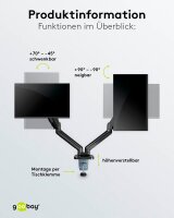 goobay Monitor-Halterung 58531 schwarz für 2 Monitore, Tischbohrung, Tischklemme