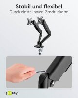 goobay Monitor-Halterung 58531 schwarz für 2 Monitore, Tischbohrung, Tischklemme