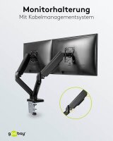 goobay Monitor-Halterung 58531 schwarz für 2 Monitore, Tischbohrung, Tischklemme