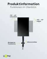 goobay Monitor-Halterung 58530 schwarz für 1 Monitor, Tischbohrung, Tischklemme