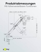 goobay Monitor-Halterung 58530 schwarz für 1 Monitor, Tischbohrung, Tischklemme