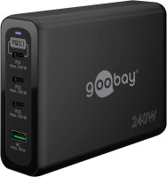 goobay Ladeadapter schwarz, Kabellänge: 1,0 m, 240 Watt