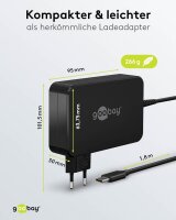 goobay Ladekabel mit Adapter schwarz, Kabellänge: 1,8 m, 90 Watt