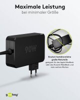 goobay Ladekabel mit Adapter schwarz, Kabellänge: 1,8 m, 90 Watt