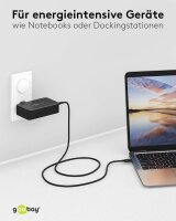 goobay Ladekabel mit Adapter schwarz, Kabellänge: 1,8 m, 90 Watt