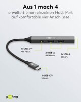 goobay USB-Hub Slim 4-fach grau