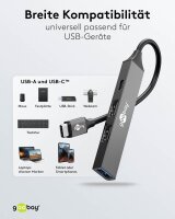goobay USB-Hub Slim 4-fach grau