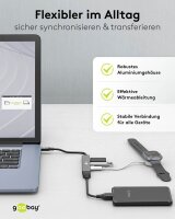goobay USB-Hub Slim 4-fach grau