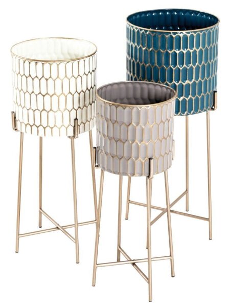 HAKU Möbel Pflanzenständer-Set Metall, Ø 29,0/26,0/22,0 cm gold, 3 Set