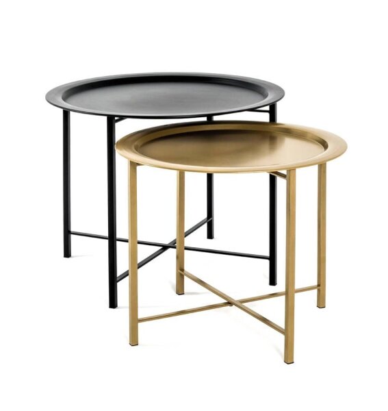 HAKU Möbel Couchtische-Set rund Metall schwarz, 1 Set