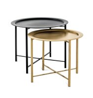 HAKU Möbel Couchtische-Set rund Metall schwarz, 1 Set
