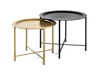 HAKU Möbel Couchtische-Set rund Metall schwarz, 1 Set