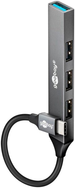 goobay USB-Hub Slim 4-fach grau