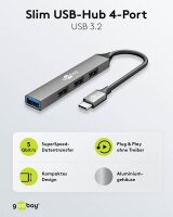 goobay USB-Hub Slim 4-fach grau