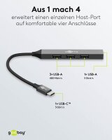 goobay USB-Hub Slim 4-fach grau
