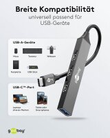 goobay USB-Hub Slim 4-fach grau