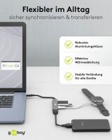 goobay USB-Hub Slim 4-fach grau