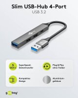 goobay USB-Hub Slim 4-fach grau