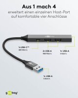 goobay USB-Hub Slim 4-fach grau