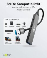 goobay USB-Hub Slim 4-fach grau