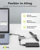 goobay USB-Hub Slim 4-fach grau