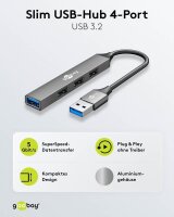 goobay USB-Hub Slim 4-fach grau