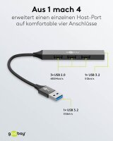 goobay USB-Hub Slim 4-fach grau