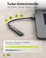 goobay USB-Hub Slim 4-fach grau