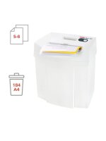 HSM Pure 120 Aktenvernichter mit Partikelschnitt P-4, 4 x 25 mm, bis 6 Blatt, weiß