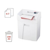 HSM Pure 220 Aktenvernichter mit Partikelschnitt P-4, 4 x 25 mm, bis 7 Blatt, weiß