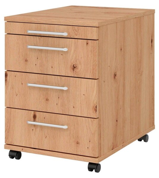 HAMMERBACHER Basic 1606 Rollcontainer asteiche 4 Auszüge 42,8 x 58,0 x 59,0 cm