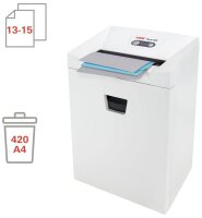 HSM Pure 420 Aktenvernichter mit Partikelschnitt P-4, 4,5 x 30 mm, bis 15 Blatt, weiß