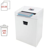HSM Pure 420 Aktenvernichter mit Streifenschnitt P-2, 5,8 mm, bis 24 Blatt, weiß