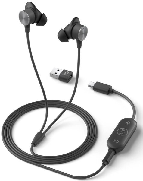 Logitech Zone Wired Earbuds Microsoft Teams USB-Headset schwarz, grau