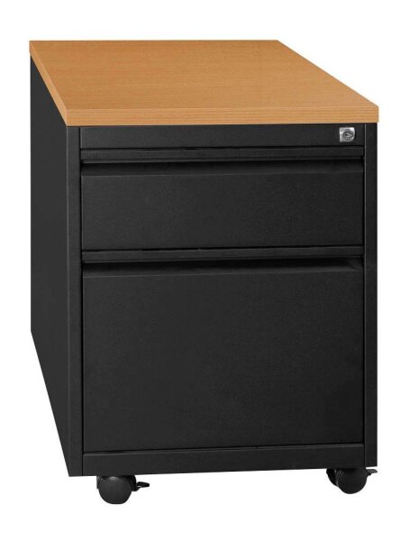 Gürkan Rollcontainer schwarz, buche 2 Auszüge 46,0 x 79,0 x 62,0 cm