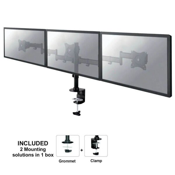 Neomounts Monitor-Halterung NM-D135D3 schwarz für 3 Monitore, Tischklemme, Tischbohrung