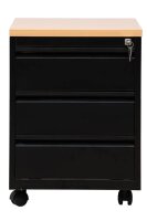 Gürkan Rollcontainer schwarz, buche 3 Auszüge 46,0 x 60,0 x 62,0 cm