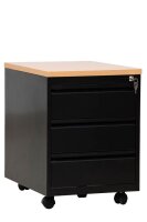 Gürkan Rollcontainer schwarz, buche 3 Auszüge 46,0 x 60,0 x 62,0 cm