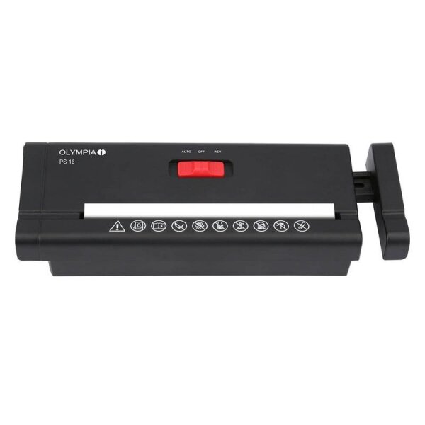 OLYMPIA PS 16 Aktenvernichter mit Streifenschnitt P-2, 6 mm, bis 6 Blatt, schwar