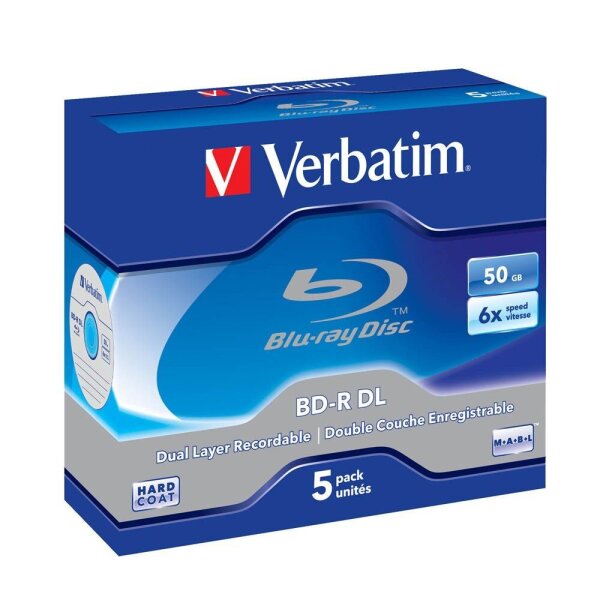 verbatim Blu-ray BD-R 50 GB Double Layer, 5 St.
