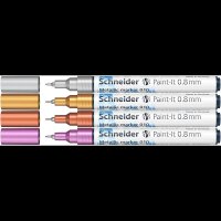 Schneider 010 Lackmarker farbsortiert 0,8 mm, 4 Set