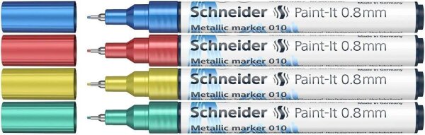 Schneider 010 Lackmarker farbsortiert 0,8 mm, 4 Set