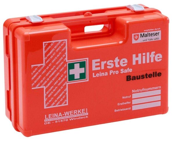 LEINA-WERKE Erste-Hilfe-Koffer Pro Safe Baustelle DIN 13157 + Erweiterung orange