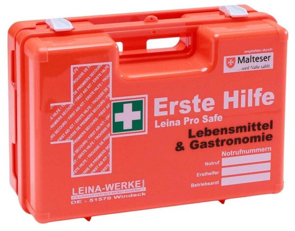LEINA-WERKE Erste-Hilfe-Koffer Pro Safe Lebensmittel & Gastronomie DIN 13157 + Erweiterung orange