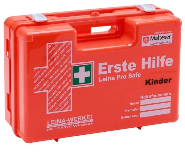 LEINA-WERKE Erste-Hilfe-Koffer Pro Safe Kinder DIN 13157 + Erweiterung orange